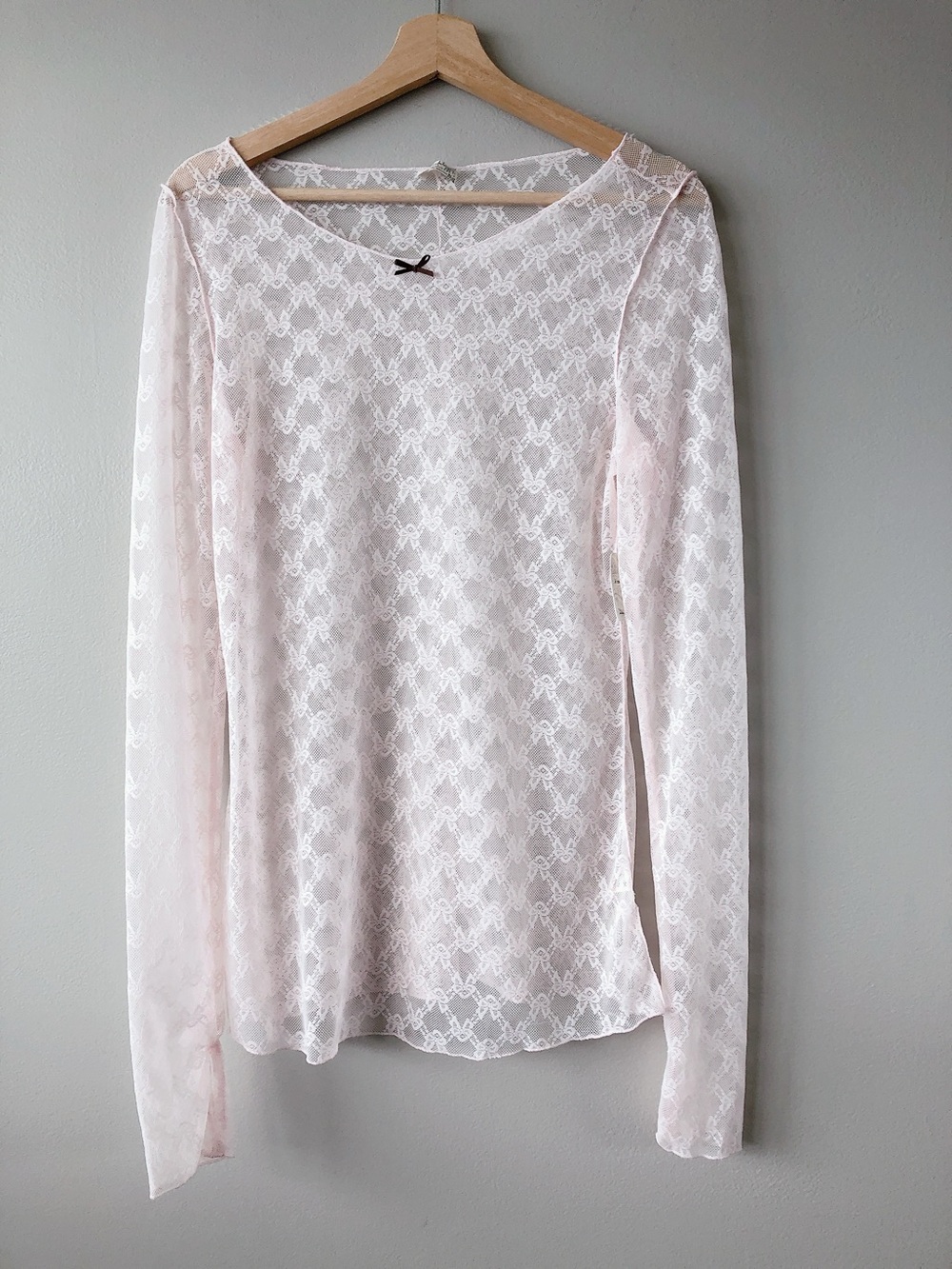 Intimately Free People pink lace sheer top women’s medium boho shirt